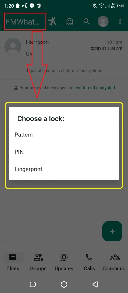hoe to use Inbuilt App Lock for chat in whatsapp 